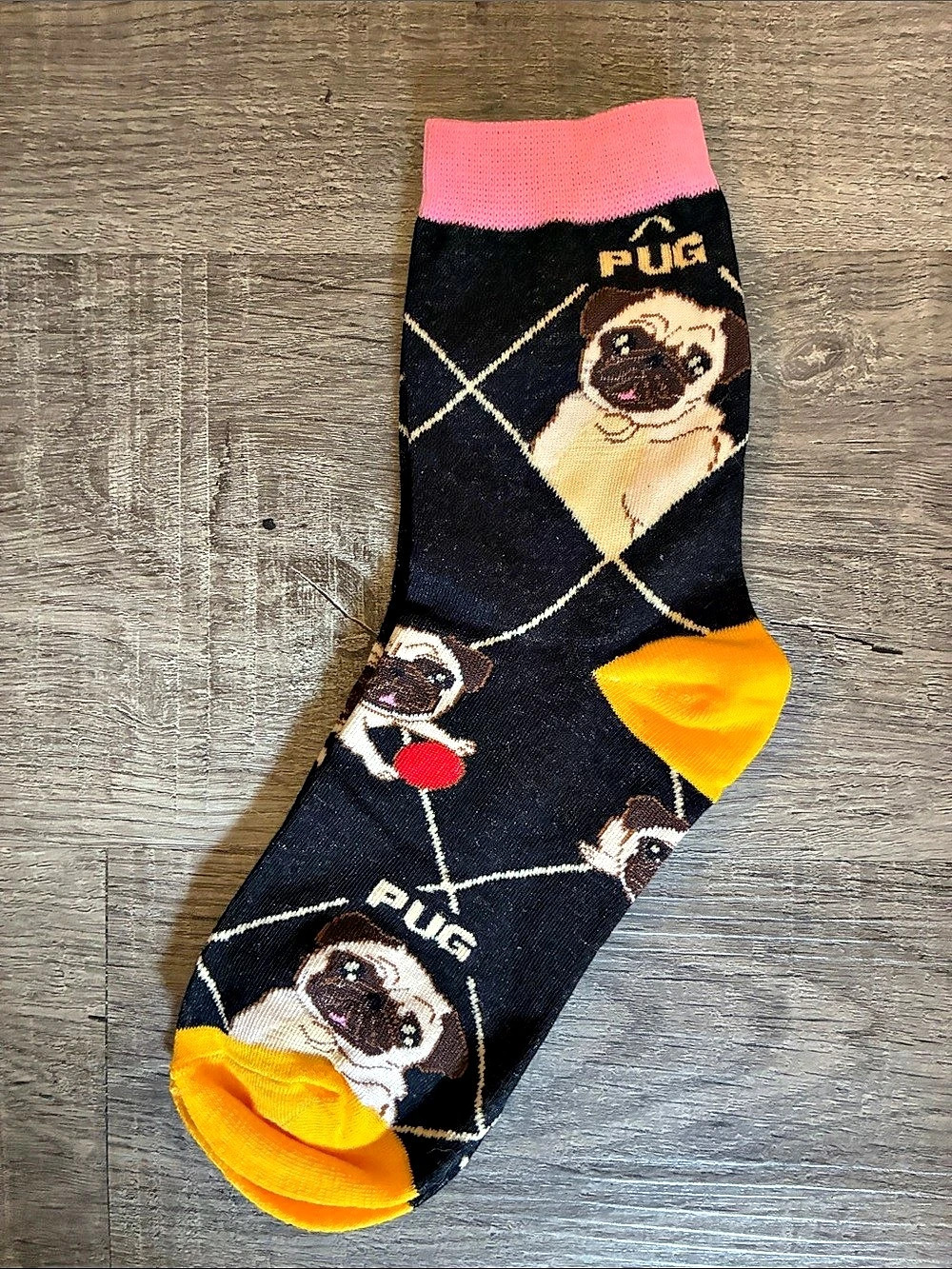 Pug Pattern Crew Socks 5-Pair Set - Picture 2 of 8